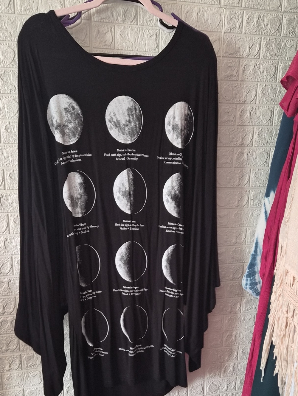 Killstar Black Moon Phase Tunic Top with White Celestial Print